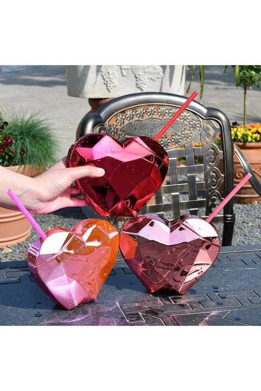 Creative Heart-shaped Plastic Straw Cup - HEPSIBAH SHOP