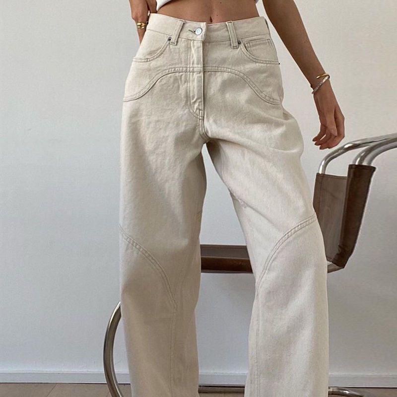 Women's Off-white Straight Jeans - HEPSIBAH SHOP