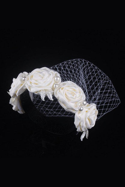 Bridal Large Flower Satin Veil Hair Hoop Headdress Wedding Dress With Accessories - HEPSIBAH SHOP