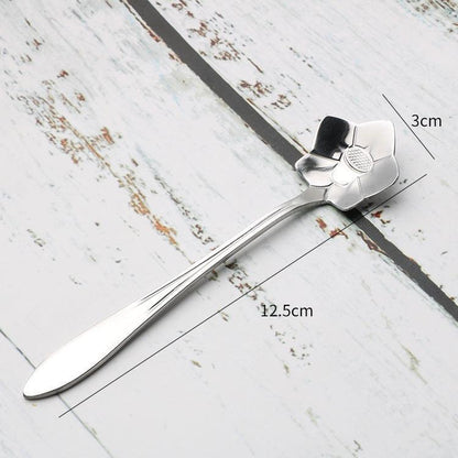 Teaspoons Rose Shaped Flower Stainless Steel Kitchen Tableware Handle Cutlery Mini Dessert Tea Dining Spoon For Snacks