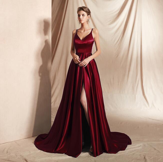 V-neck Simplicity Small Trailing Temperament Annual Meeting Sexy Host Evening Dress - HEPSIBAH SHOP