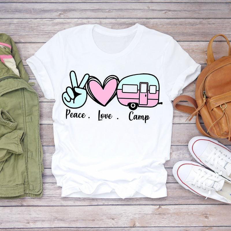 Watercolor Love Fashion Print Short-sleeved T-shirt Women's Trend - HEPSIBAH SHOP