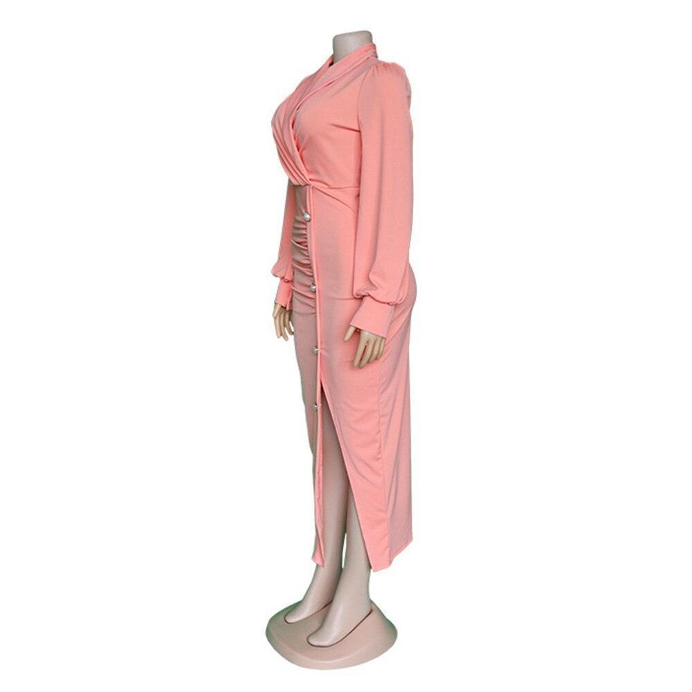 African cute woman pink long-sleeved dress office dresses - HEPSIBAH SHOP