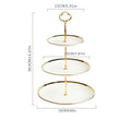 Decorative Tray European Gold Phnom Penh Ceramic Three-layer Fruit Tray Cake Stand Home Living Room Tea Table Afternoon Tea Candy Dessert Dessert Tray