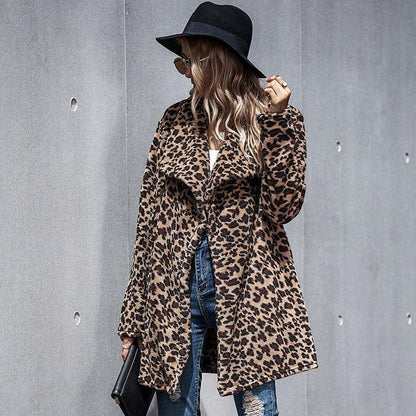 Leopard print casual coat - HEPSIBAH SHOP