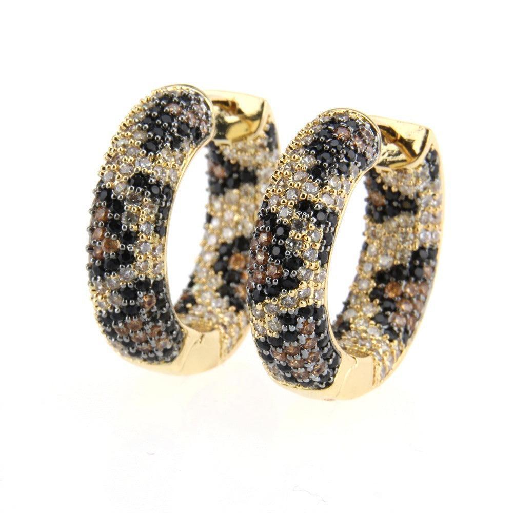 Multicolor zircon leopard-plated copper earrings - HEPSIBAH SHOP