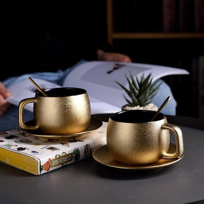 Golden coffee cup set - HEPSIBAH SHOP