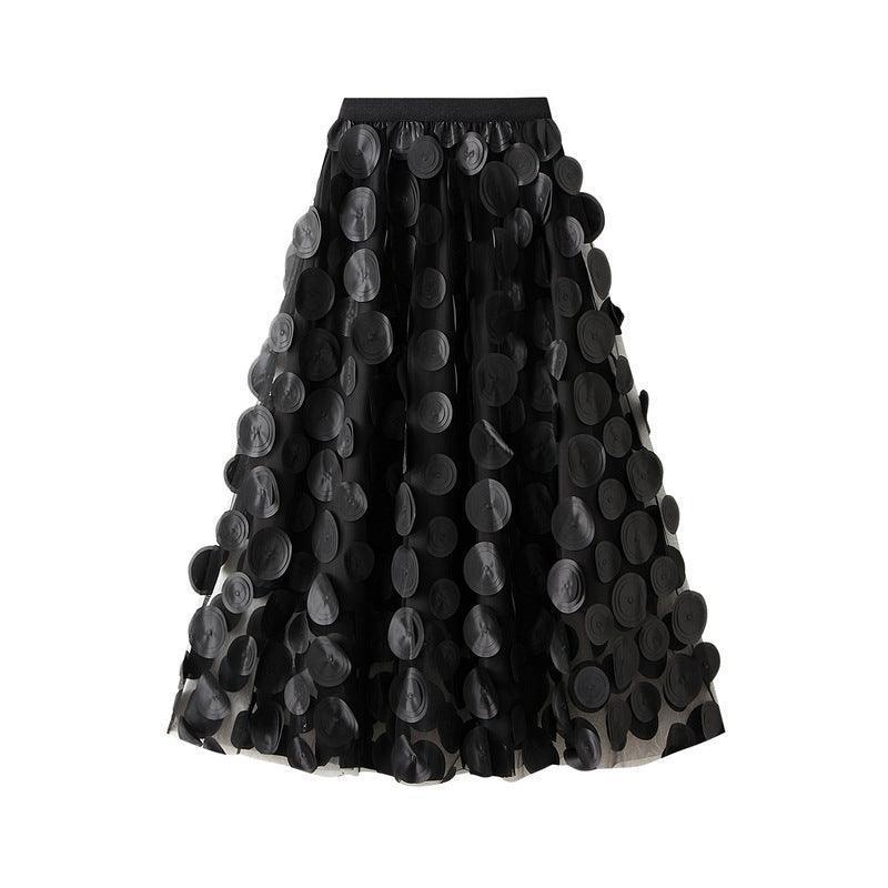 Three-dimensional Polka Dot Black Mesh Skirt - HEPSIBAH SHOP