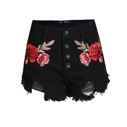 Embroidered loose beard jeans women shorts - HEPSIBAH SHOP