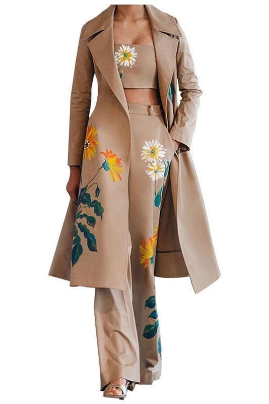 Women's Fashion Long Printed Jacket Set - HEPSIBAH SHOP