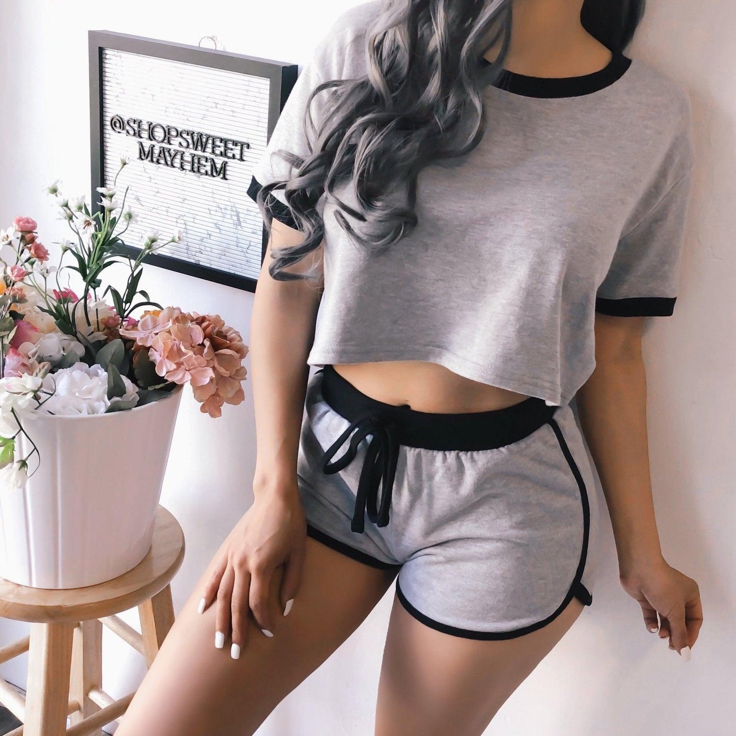 exy short casual loose lace pajamas