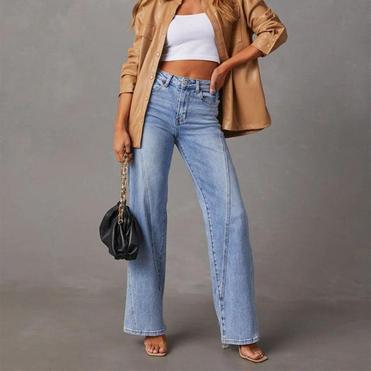 Casual Patchwork Women's Wide Leg Jeans - HEPSIBAH SHOP