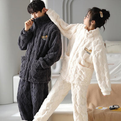 Flannel Couple Coral Fleece Pajamas - HEPSIBAH SHOP