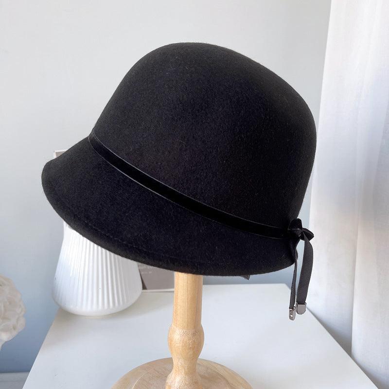 Wool Felt Hats Fine Bow Ladies - HEPSIBAH SHOP