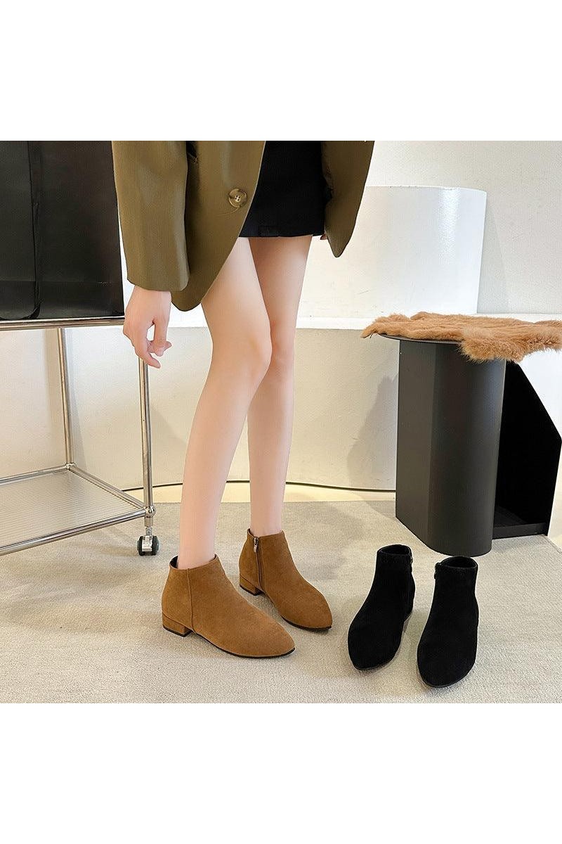 Women's Boots British Style Chunky Heel Casual Short Tube - HEPSIBAH SHOP