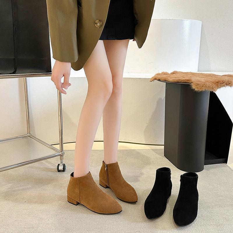 Women's Boots British Style Chunky Heel Casual Short Tube - HEPSIBAH SHOP