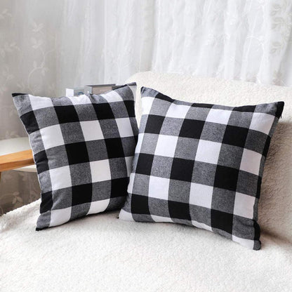 Woven Polyester Cotton Plaid Pillowcase With Pillow Core