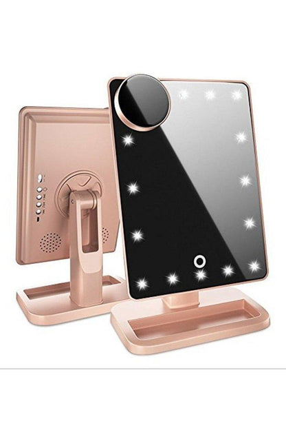 Touch Screen Makeup Mirror With 20 LED Light Bluetooth Music Speaker 10X Magnifying Mirrors Lights - HEPSIBAH SHOP