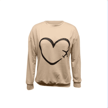 Autumn sweater heart-shaped printed women's top - HEPSIBAH SHOP