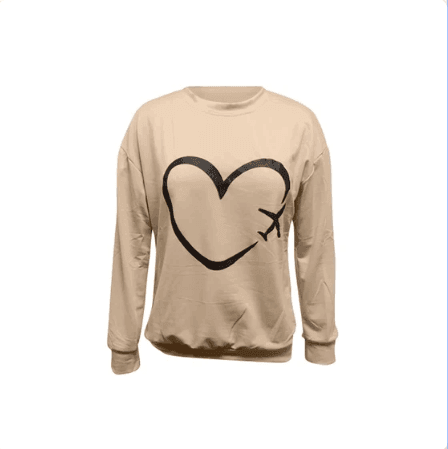 Autumn sweater heart-shaped printed women's top - HEPSIBAH SHOP