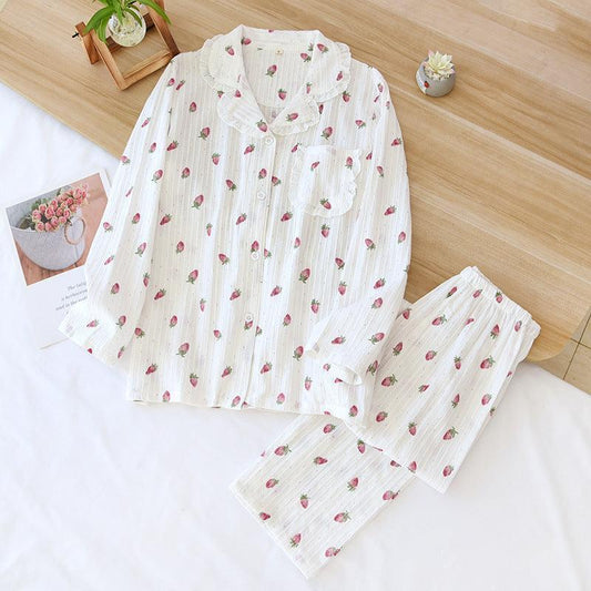 Women's Spring And Autumn Jacquard Cotton Pajamas