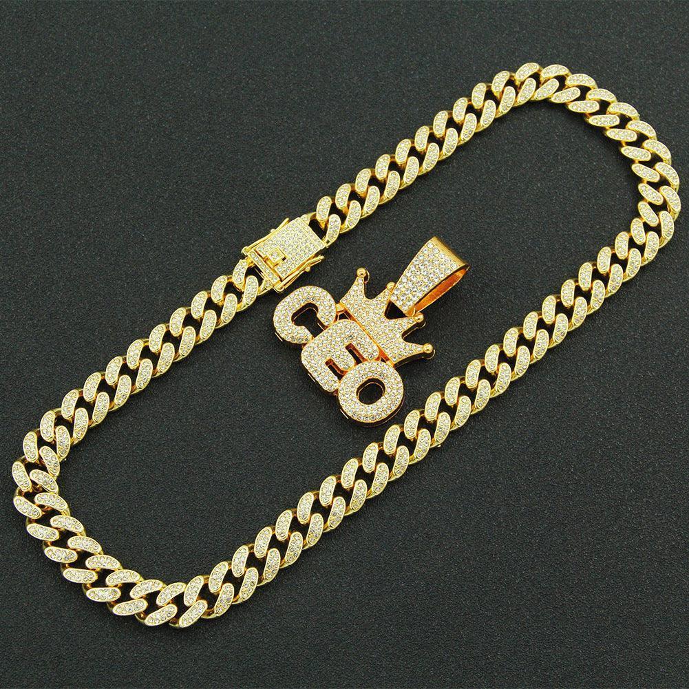 European Hip Hop Full Diamond Pendant Cuban Necklace - HEPSIBAH SHOP