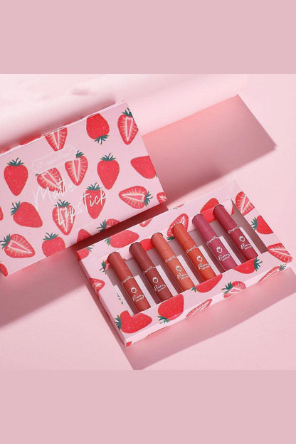 6pcs Box Strawberry Set Lip Gloss Non-stick Cup