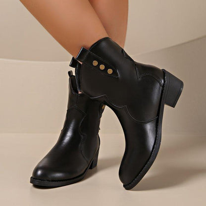 Women's Mid Heel Pointed Toe Platform Ankle Boots - HEPSIBAH SHOP