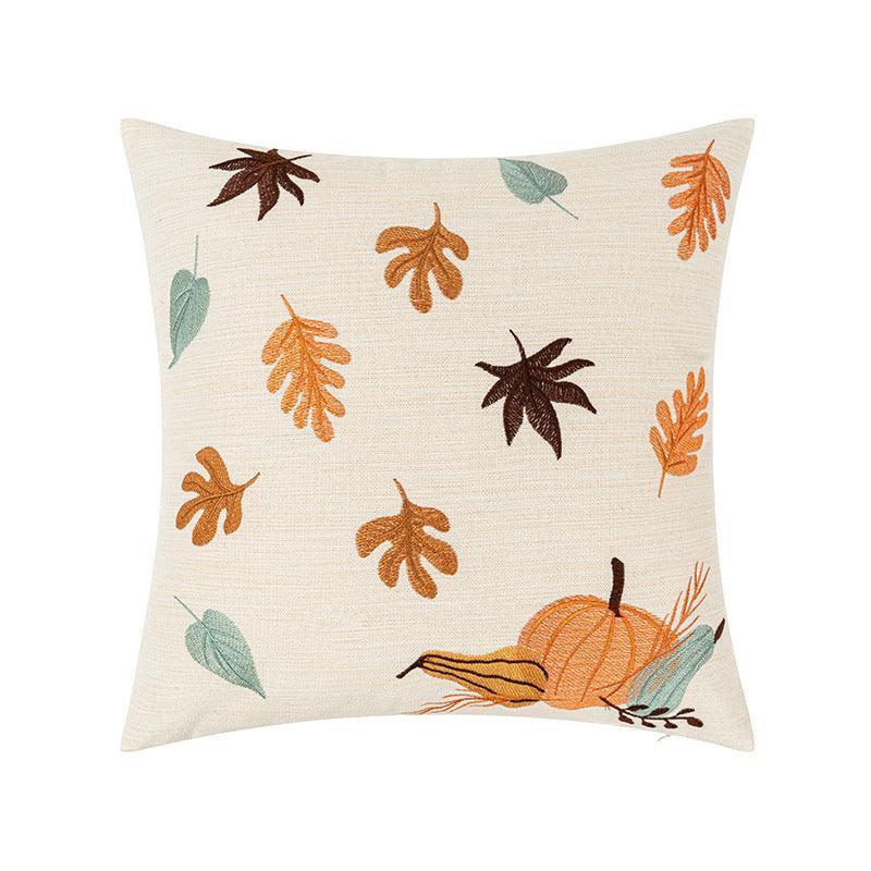 Autumn Maple Leaf Pumpkin Embroidered Cushion Living Room Sofa Cushion Pillowcase