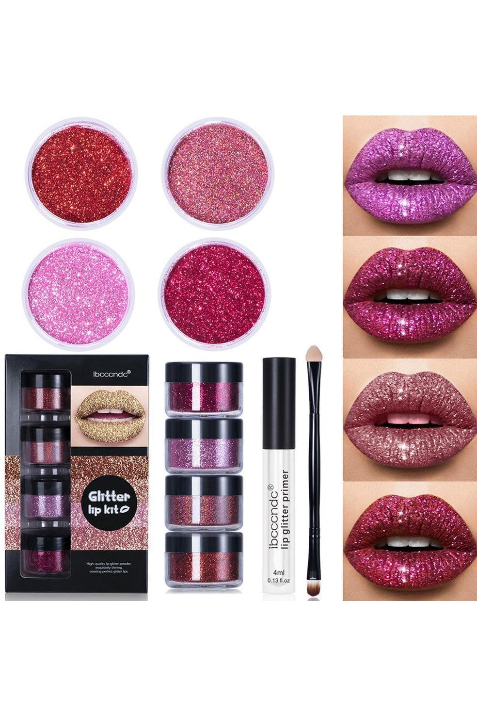 Glitter Lip Gloss, Lipstick Shiny DIY Makeup Kit - HEPSIBAH SHOP