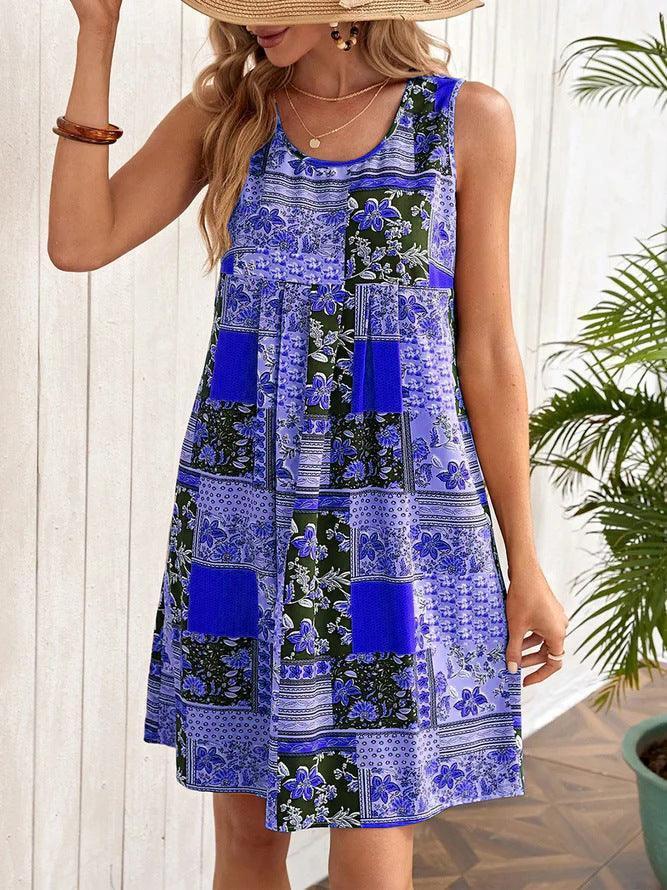 European And American Sleeveless Printed Dress - HEPSIBAH SHOP