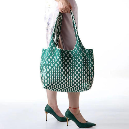 Good-looking Big Wave Flying Woven Bag Fashionable All-match Large Capacity Two-tone - HEPSIBAH SHOP