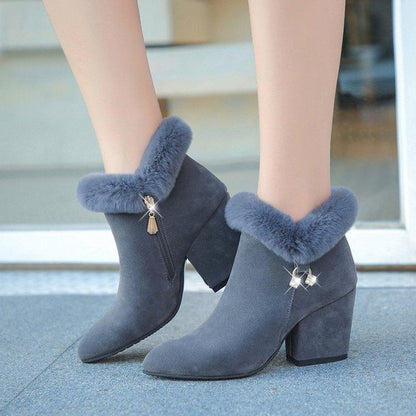 Fashion rabbit fur high heels - HEPSIBAH SHOP