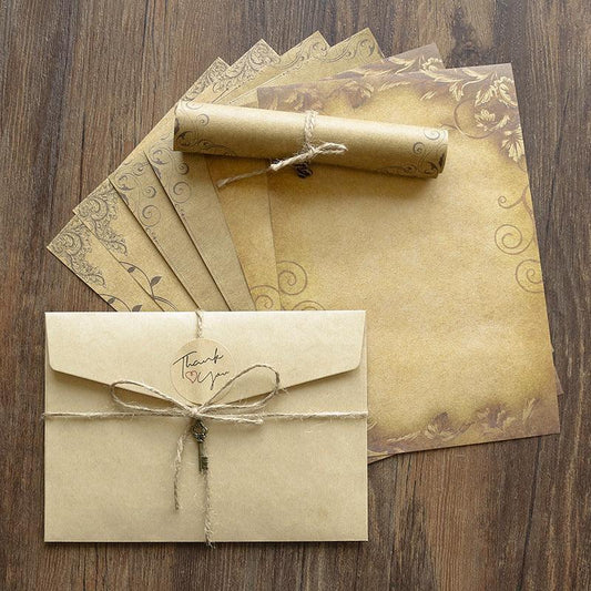 Vintage Kraft Paper Envelope Set With Hemp Rope Pendant - HEPSIBAH SHOP