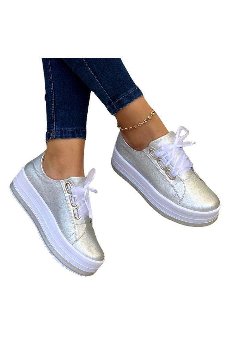 Flat Sneakers Women Ribbon Lace-up - HEPSIBAH SHOP