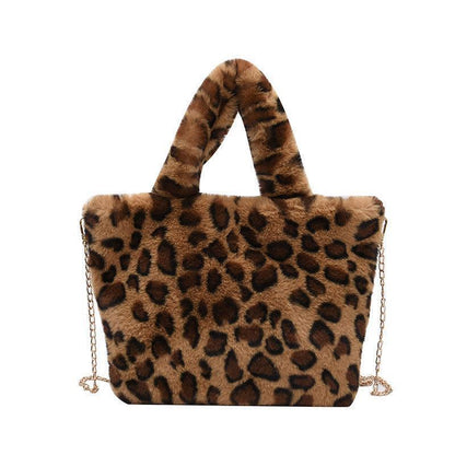 Plush leopard shoulder bag - HEPSIBAH SHOP