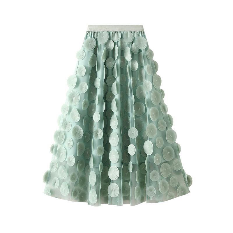 Three-dimensional Polka Dot Black Mesh Skirt - HEPSIBAH SHOP