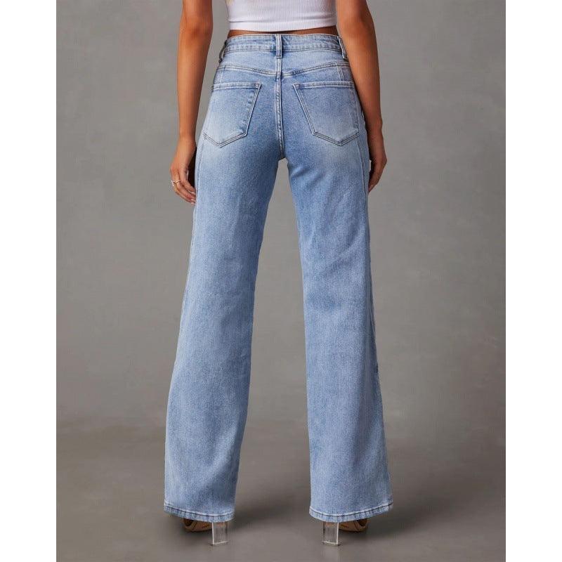 Casual Patchwork Women's Wide Leg Jeans - HEPSIBAH SHOP