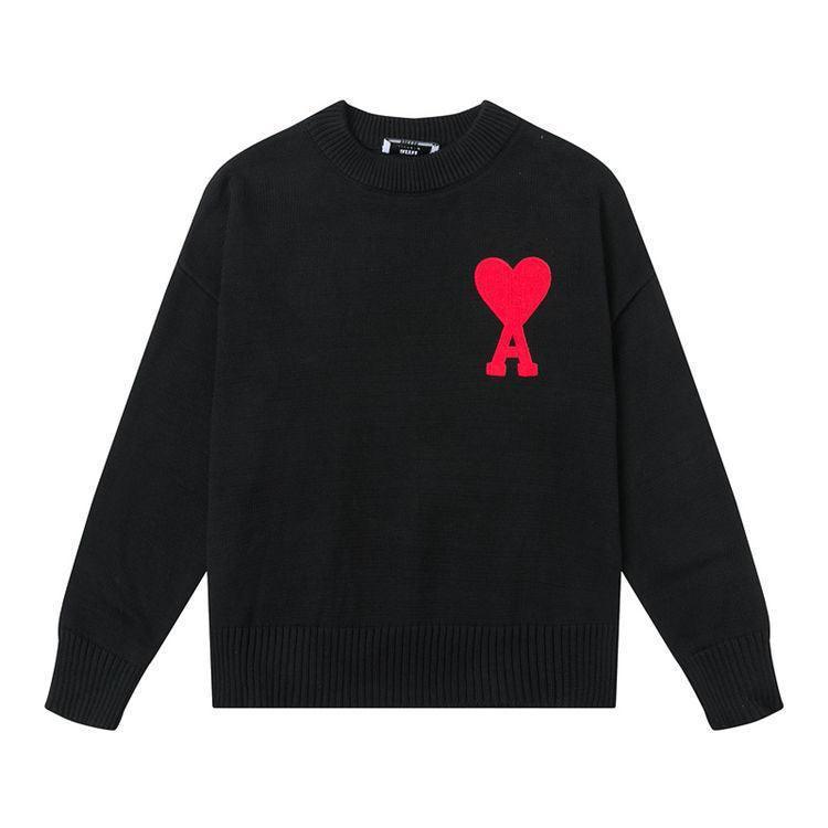 Heart Letter Embroidered Crew Neck Pullover Sweater - HEPSIBAH SHOP