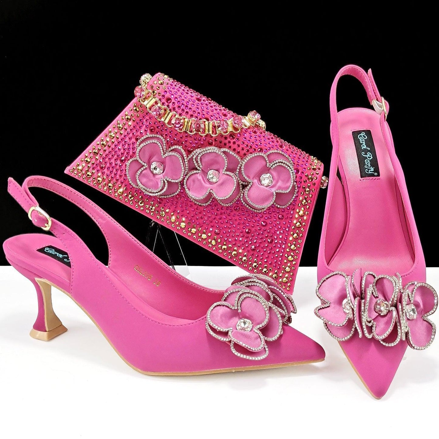 Women's Pointed Toe Shoes Bag Set Handmade Flower Decoration Simple Banquet Style - HEPSIBAH SHOP