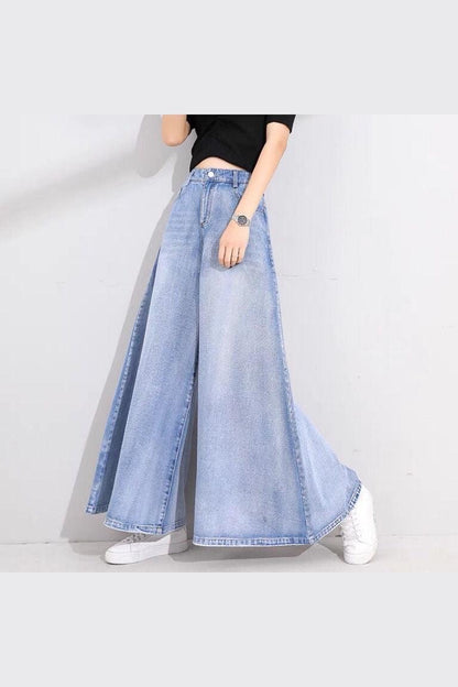 Drop Wide Leg Jeans Skirt Women - HEPSIBAH SHOP