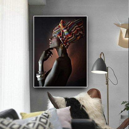 African woman model art deco painting - HEPSIBAH SHOP