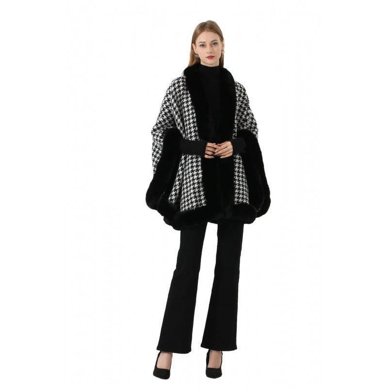 Tweed Shawl Scarf Cape Coat Women - HEPSIBAH SHOP