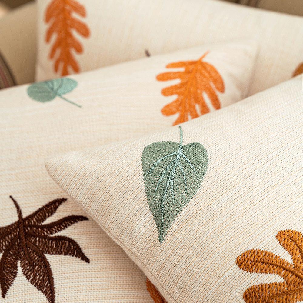 Autumn Maple Leaf Pumpkin Embroidered Cushion Living Room Sofa Cushion Pillowcase