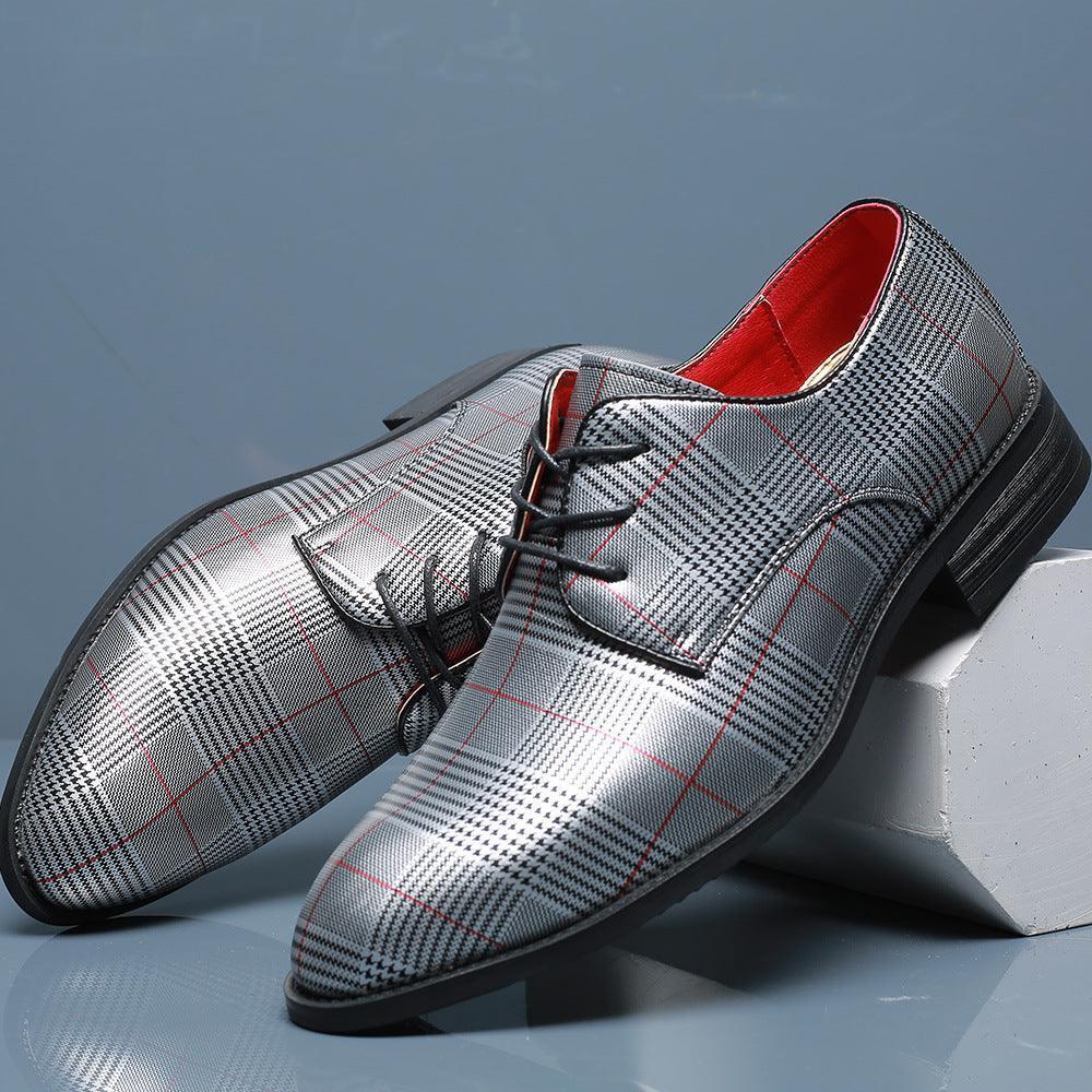 Men's Fashion Business Casual All-match Leather Shoes Lace-up Stripes - HEPSIBAH SHOP