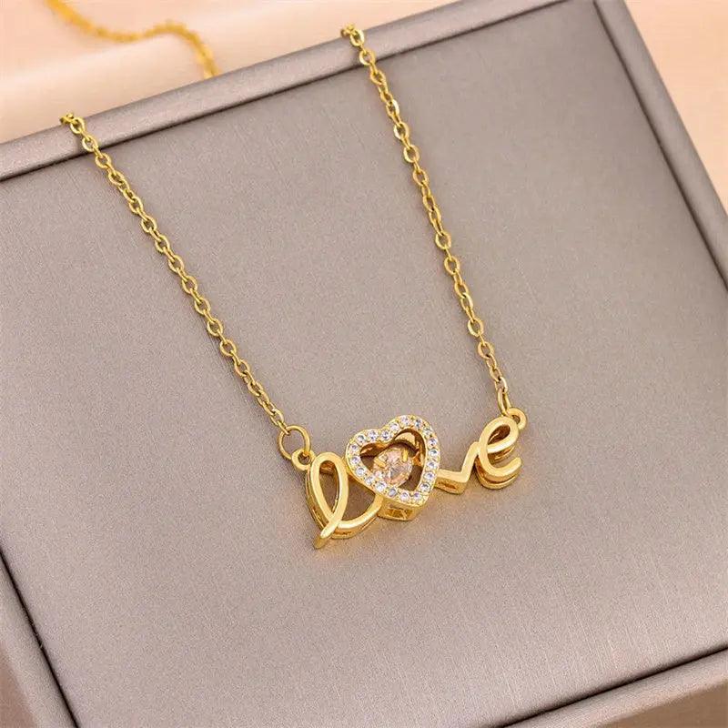 Valentines Day Gift New Titanium Steel Necklace Fashion New Love Smart Necklace Female Clavicle Chain Fashion Jewelry Woman - HEPSIBAH SHOP