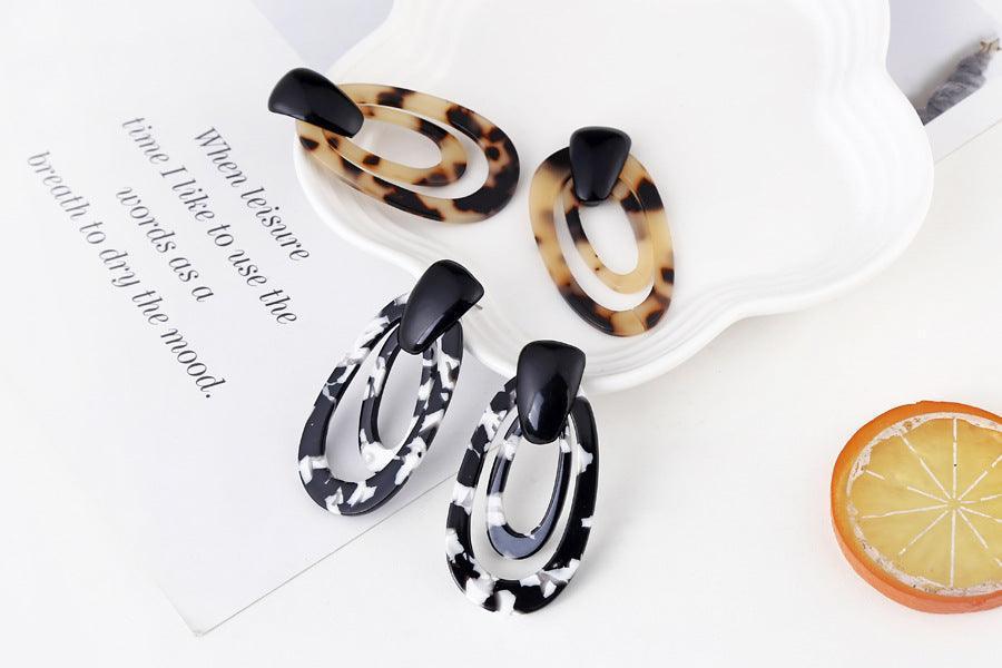 Leopard earrings acrylic acetate plate - HEPSIBAH SHOP