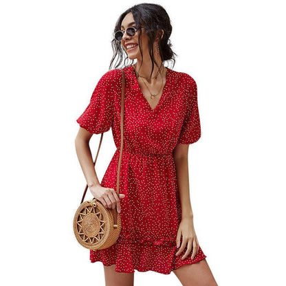 Red floral fold dress - HEPSIBAH SHOP