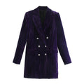 Velvet Blazer Jacket Dress Blazer Long-Sleeved Medium Length Warm Coat - HEPSIBAH SHOP