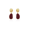 Burgundy Geometric Piece Unique Design Hong Kong Style Earrings - HEPSIBAH SHOP